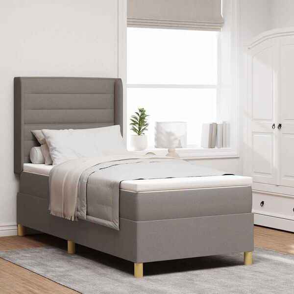 vidaXL Boxspringbett mit Matratze Taupe 90 x 190 cm Stoff