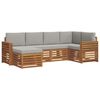 vidaXL Outdoor-Sofagarnitur 6 stk. Nat&uuml;rlich und Hellgrau Polyester