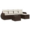 vidaXL 6-tlg. Garten-Sofagarnitur mit Kissen Braun Poly Rattan