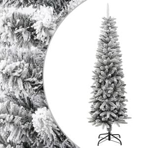 vidaXL K&uuml;nstlicher Weihnachtsbaum Schlank mit Schnee 180 cm PVC & PE