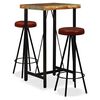 vidaXL 3-tlg. Bar-Set Altholz Massiv und Echtleder
