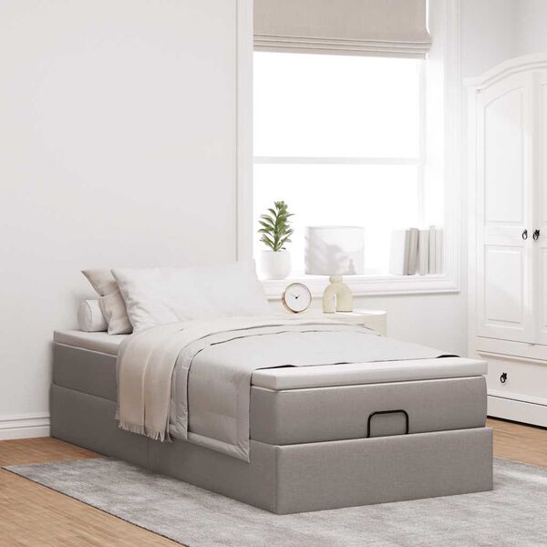 vidaXL Ottoman-Bett mit Matratze Taupe 80x200 cm Stoff