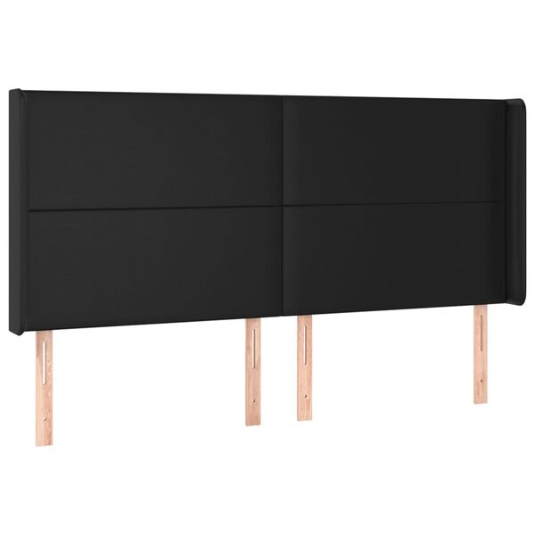 vidaXL Kopfteil mit Ohren Schwarz 183x16x118/128 cm Kunstleder