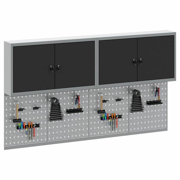 vidaXL Werkzeugschrank-Set 6 pcs Schwarz Pulverbeschichteter Stahl