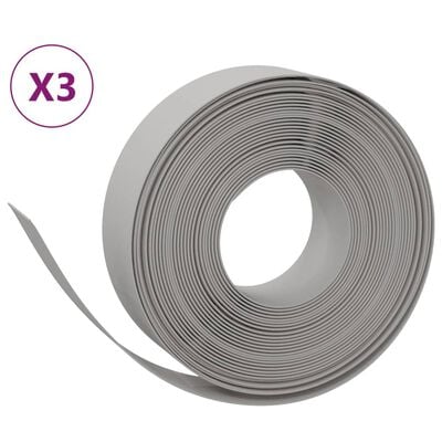 vidaXL Rasenkanten 3 Stk. Grau 10 m 15 cm Polyethylen