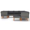 vidaXL 9-tlg. Garten-Lounge-Set mit Kissen Poly Rattan Grau