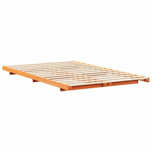 vidaXL Bodenbettgestell Wachsbraun 135 x 190 cm Massivholz Kiefer