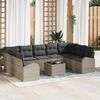 vidaXL Sofa Set mit Kissen mit Speicher 10 pcs Hellgrau Poly-Rattan
