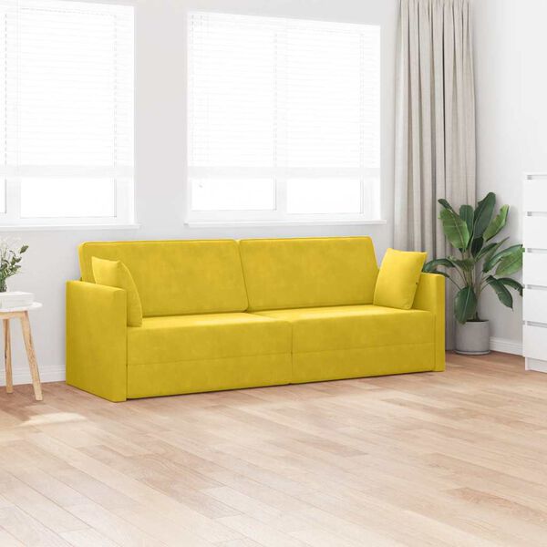 vidaXL Boden-Sofa-Bett 200cm Gelb Samt