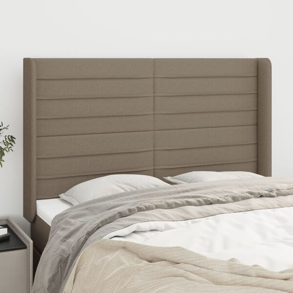 vidaXL Kopfteil mit Ohren Taupe 147x16x118/128 cm Stoff