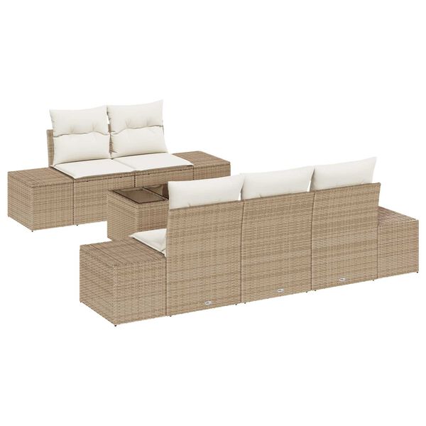 vidaXL Sofa Set mit Kissen Beige Poly Rattan