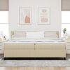vidaXL LED Boxspringbett Hellgrau und Wei&szlig; 200 x 200 cm Cordstoff