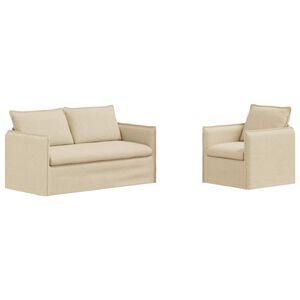 vidaXL Sofa Set 2 stk. Creme Stoff