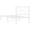 vidaXL Metallbett ohne Matratze mit Kopfteil Wei&szlig; 75x190 cm