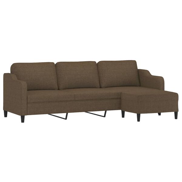 vidaXL 3-Sitzer-Sofa mit Hocker Braun 210 cm Stoff