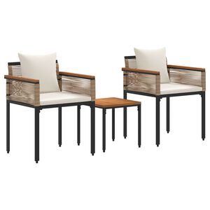 vidaXL Gartenm&ouml;bel Set mit Kissen Beige und Cremewei&szlig; Poly-Rattan