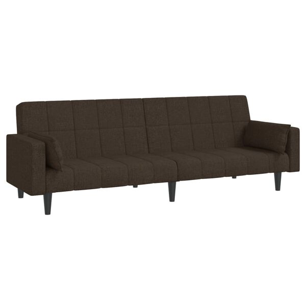 vidaXL Schlafsofa 2-Sitzer mit 2 Kissen Dunkelbraun Stoff