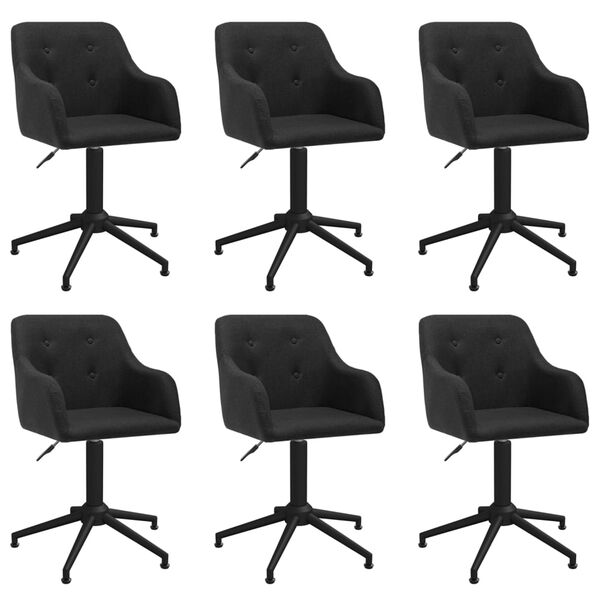 vidaXL Esszimmerst&uuml;hle 6 Stk. Drehbar Schwarz Stoff