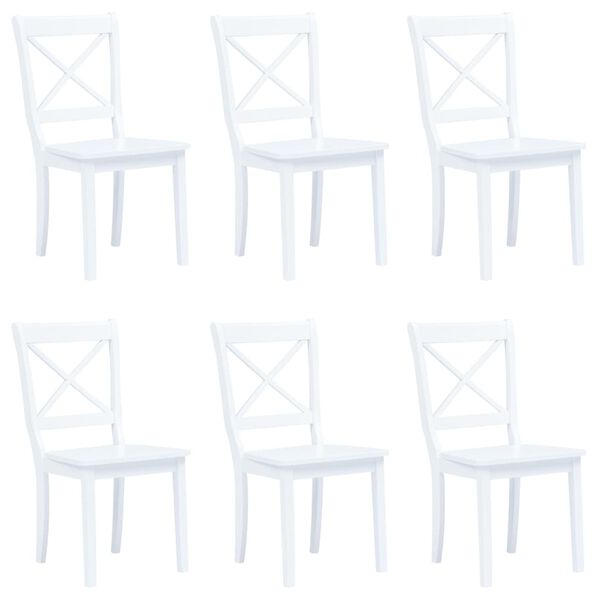vidaXL Esszimmerstühle 6 Stk. Weiß Gummiholz Massiv