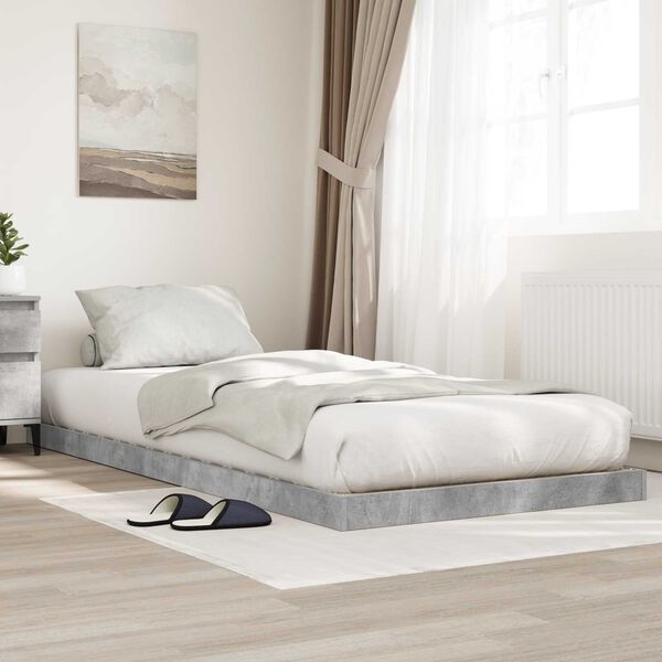 vidaXL Bodenbettrahmen Beton Grau 71,5 x 190 cm Holzwerkstoff
