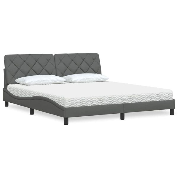 vidaXL Bett mit Matratze Dunkelgrau 180x200 cm Stoff