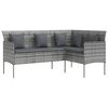 vidaXL Sofa in L-Form mit Kissen Poly Rattan Grau