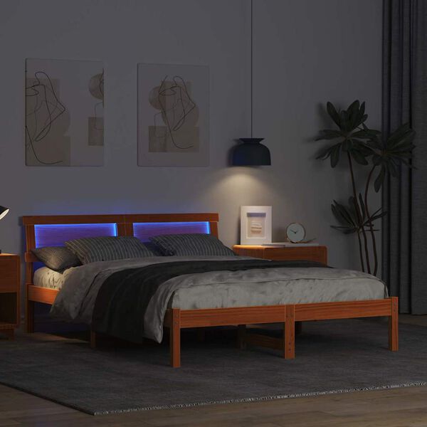 vidaXL Bettrahmen Wachsbraun 140 x 190 cm Massives Kiefernholz