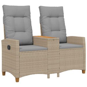 vidaXL Liegebank mit Tisch 2 -Seater 126 x 65 x 112 cm Poly-Rattan