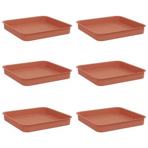 vidaXL Quadratisches Blumentablett 6 stk. Ziegelrot 15 x 15 x 2 cm