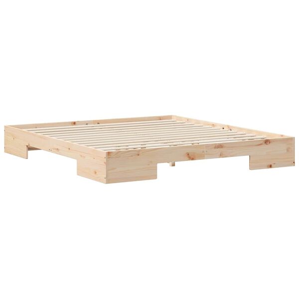 vidaXL Bodenbettgestell Braun 200 x 200 cm Massivholz Kiefer