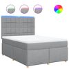 vidaXL Boxspringbett mit Matratze Hellgrau 160x200 cm Stoff