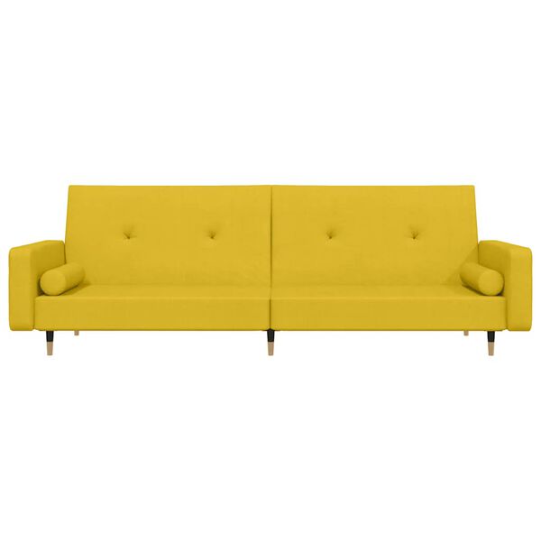 vidaXL Schlafsofa 2-Sitzer mit 2 Kissen Gelb Samt