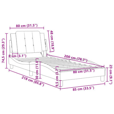 vidaXL Bettgestell mit Kopfteil Schwarz 80x200 cm Kunstleder