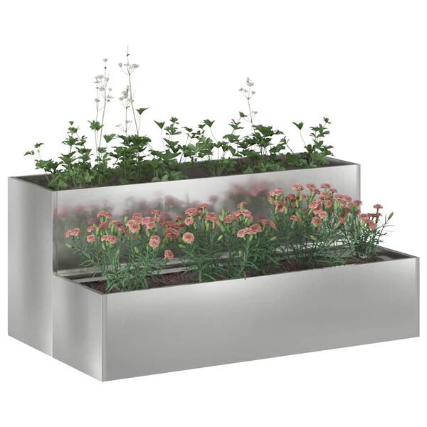 vidaXL Garten-Pflanzgef&auml;&szlig; Silber 100 x 60 x 45 cm Verzinkter Stahl