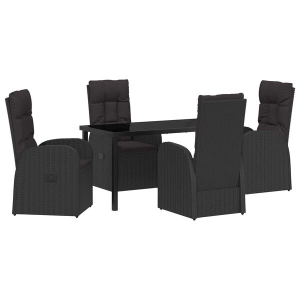vidaXL Garten Essgruppe mit Kissen 5 pcs Schwarz Poly-Rattan