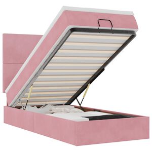 vidaXL Ottoman-Bett mit Matratzen Rosa 90x190 cm Samt