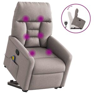vidaXL Massagesessel mit Aufstehhilfe Taupe Stoff