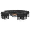 vidaXL Outdoor-Sofagarnitur 14 stk. Schwarz und Dunkelgrau Polyester