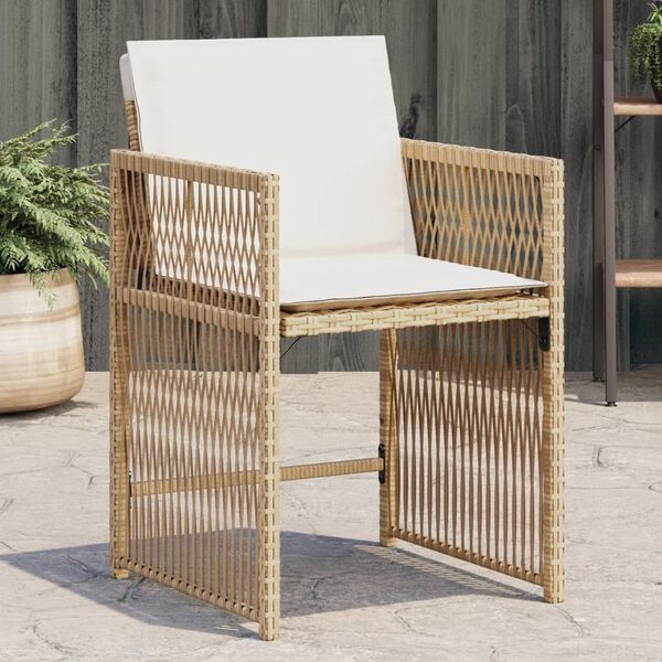 vidaXL Gartenst&uuml;hle mit Kissen 4 Stk. Beige Poly Rattan
