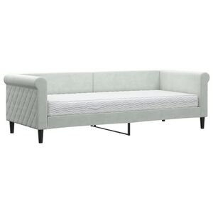 vidaXL Tagesbett mit Matratze Hellgrau 80x200 cm Samt