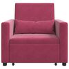 vidaXL Ausziehbare Schlafcouch Einzel Weinrot 90 x 165 x 87 cm Samt