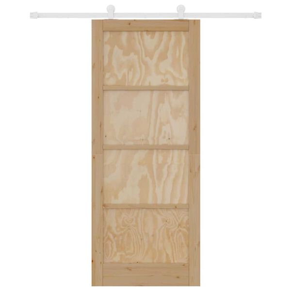 vidaXL Schiebet&uuml;r Braun 86 x 211 cm Massives Kiefernholz