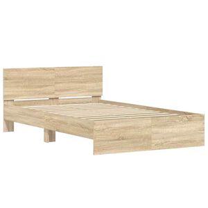 vidaXL Bettrahmen mit Kopfteil Sonoma 137 x 190 cm Holzwerkstoff
