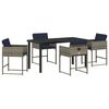 vidaXL Garten Essgruppe mit Kissen 5 pcs Grau Poly-Rattan