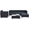 vidaXL 6-tlg. Garten-Lounge-Set mit Auflagen Poly Rattan Schwarz