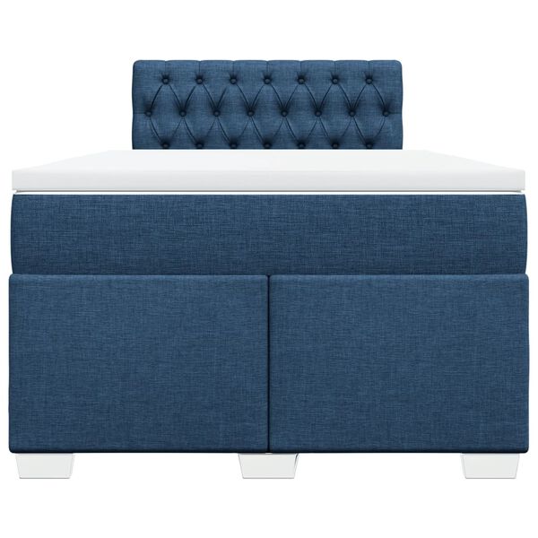 vidaXL Boxspringbett mit Matratze Blau 120x200 cm Stoff