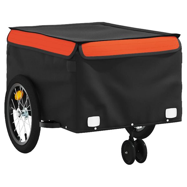 vidaXL Fahrradanhänger Schwarz und Orange 45 kg Eisen