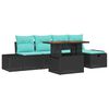 vidaXL Garten-Sofa-Set 6 stk. Schwarz Poly-Rattan