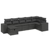 vidaXL 7-tlg. Garten-Sofagarnitur mit Kissen Schwarz Poly Rattan