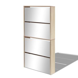 vidaXL Schuhschrank mit 4 F&auml;chern Spiegel Eiche 63&times;17&times;134 cm